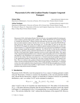 Wasserstein GANs with Gradient Penalty Compute Congested Transport