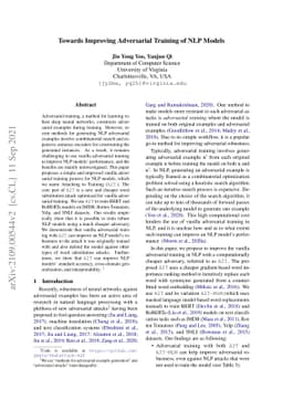Towards Improving Adversarial Training of NLP Models