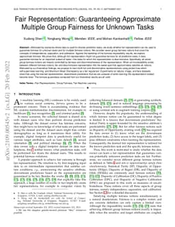 Fair Representation: Guaranteeing Approximate Multiple Group Fairness
  for Unknown Tasks