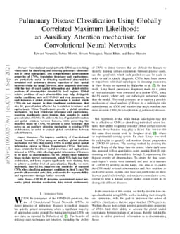 Pulmonary Disease Classification Using Globally Correlated Maximum
  Likelihood: an Auxiliary Attention mechanism for Convolutional Neural
  Networks