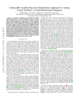 LinEasyBO: Scalable Bayesian Optimization Approach for Analog Circuit
  Synthesis via One-Dimensional Subspaces
