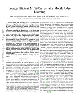 Energy-Efficient Multi-Orchestrator Mobile Edge Learning