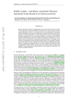 NASI: Label- and Data-agnostic Neural Architecture Search at
  Initialization