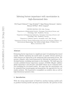 Inferring feature importance with uncertainties in high-dimensional data