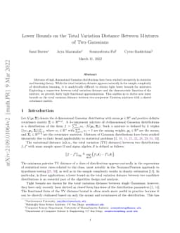 Lower Bounds on the Total Variation Distance Between Mixtures of Two
  Gaussians