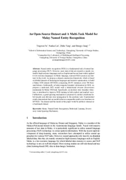 An Open-Source Dataset and A Multi-Task Model for Malay Named Entity
  Recognition