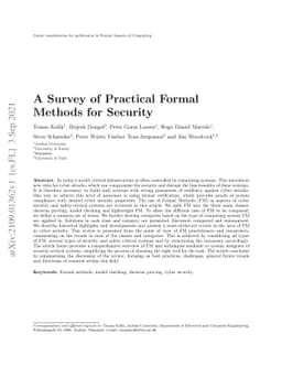 A Survey of Practical Formal Methods for Security