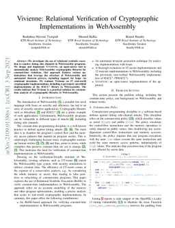 Vivienne: Relational Verification of Cryptographic Implementations in
  WebAssembly