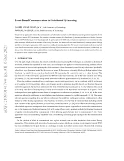 Event-Based Communication in Distributed Q-Learning