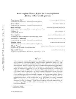 Semi-Implicit Neural Solver for Time-dependent Partial Differential
  Equations
