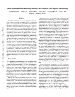 Multi-model Machine Learning Inference Serving with GPU Spatial
  Partitioning