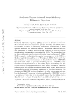 Stochastic Physics-Informed Neural Ordinary Differential Equations