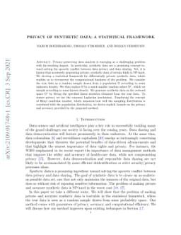 Privacy of synthetic data: a statistical framework