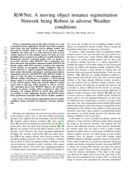 RiWNet: A moving object instance segmentation Network being Robust in
  adverse Weather conditions