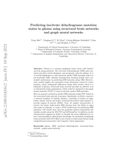 Predicting isocitrate dehydrogenase mutation status in glioma using
  structural brain networks and graph neural networks