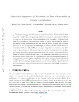 Barycentric-alignment and reconstruction loss minimization for domain
  generalization