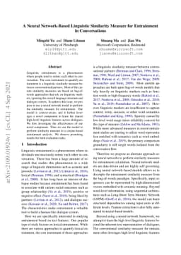 A Neural Network-Based Linguistic Similarity Measure for Entrainment in
  Conversations