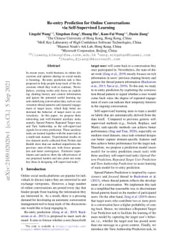 Re-entry Prediction for Online Conversations via Self-Supervised
  Learning