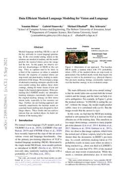 Data Efficient Masked Language Modeling for Vision and Language