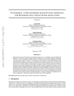 Fusformer: A Transformer-based Fusion Approach for Hyperspectral Image
  Super-resolution