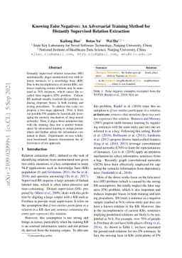 Knowing False Negatives: An Adversarial Training Method for Distantly
  Supervised Relation Extraction