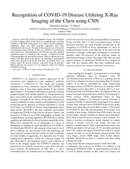 Recognition of COVID-19 Disease Utilizing X-Ray Imaging of the Chest
  Using CNN