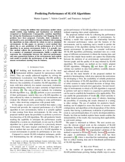 Predicting Performance of SLAM Algorithms