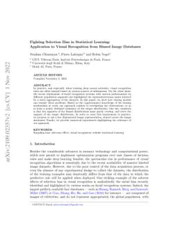 Fighting Selection Bias in Statistical Learning: Application to Visual
  Recognition from Biased Image Databases