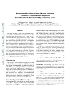 Estimation of Bivariate Structural Causal Models by Variational Gaussian
  Process Regression Under Likelihoods Parametrised by Normalising Flows