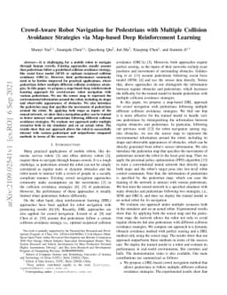 Crowd-Aware Robot Navigation for Pedestrians with Multiple Collision
  Avoidance Strategies via Map-based Deep Reinforcement Learning