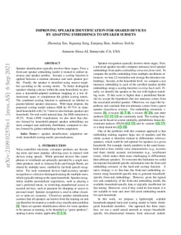 Improving Speaker Identification for Shared Devices by Adapting
  Embeddings to Speaker Subsets