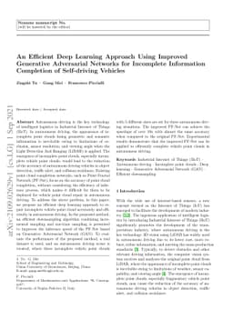 An Efficient Deep Learning Approach Using Improved Generative
  Adversarial Networks for Incomplete Information Completion of Self-driving