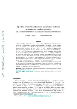 Spectral properties of sample covariance matrices arising from random
  matrices with independent non identically distributed columns