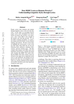 Does BERT Learn as Humans Perceive? Understanding Linguistic Styles
  through Lexica