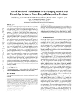 Mixed Attention Transformer for Leveraging Word-Level Knowledge to
  Neural Cross-Lingual Information Retrieval