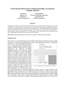 Puzzle Solving without Search or Human Knowledge: An Unnatural Language
  Approach