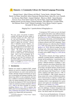 Datasets: A Community Library for Natural Language Processing