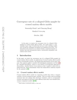Convergence rate of a collapsed Gibbs sampler for crossed random effects
  models