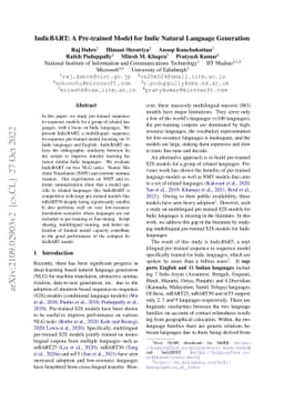 IndicBART: A Pre-trained Model for Indic Natural Language Generation