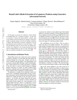 Brand Label Albedo Extraction of eCommerce Products using Generative
  Adversarial Network