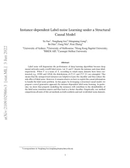 Instance-dependent Label-noise Learning under a Structural Causal Model