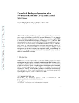 Empathetic Dialogue Generation with Pre-trained RoBERTa-GPT2 and
  External Knowledge