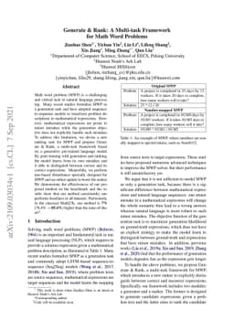 Generate & Rank: A Multi-task Framework for Math Word Problems