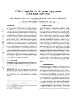 PEEK: A Large Dataset of Learner Engagement with Educational Videos