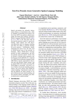 Text-Free Prosody-Aware Generative Spoken Language Modeling