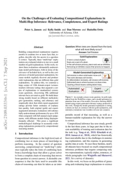 On the Challenges of Evaluating Compositional Explanations in Multi-Hop
  Inference: Relevance, Completeness, and Expert Ratings