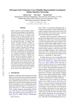 Self-supervised Contrastive Cross-Modality Representation Learning for
  Spoken Question Answering