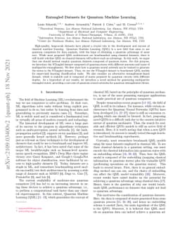 Entangled Datasets for Quantum Machine Learning