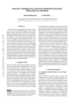 Tracing Affordance and Item Adoption on Music Streaming Platforms