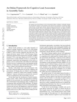 An Online Framework for Cognitive Load Assessment in Assembly Tasks